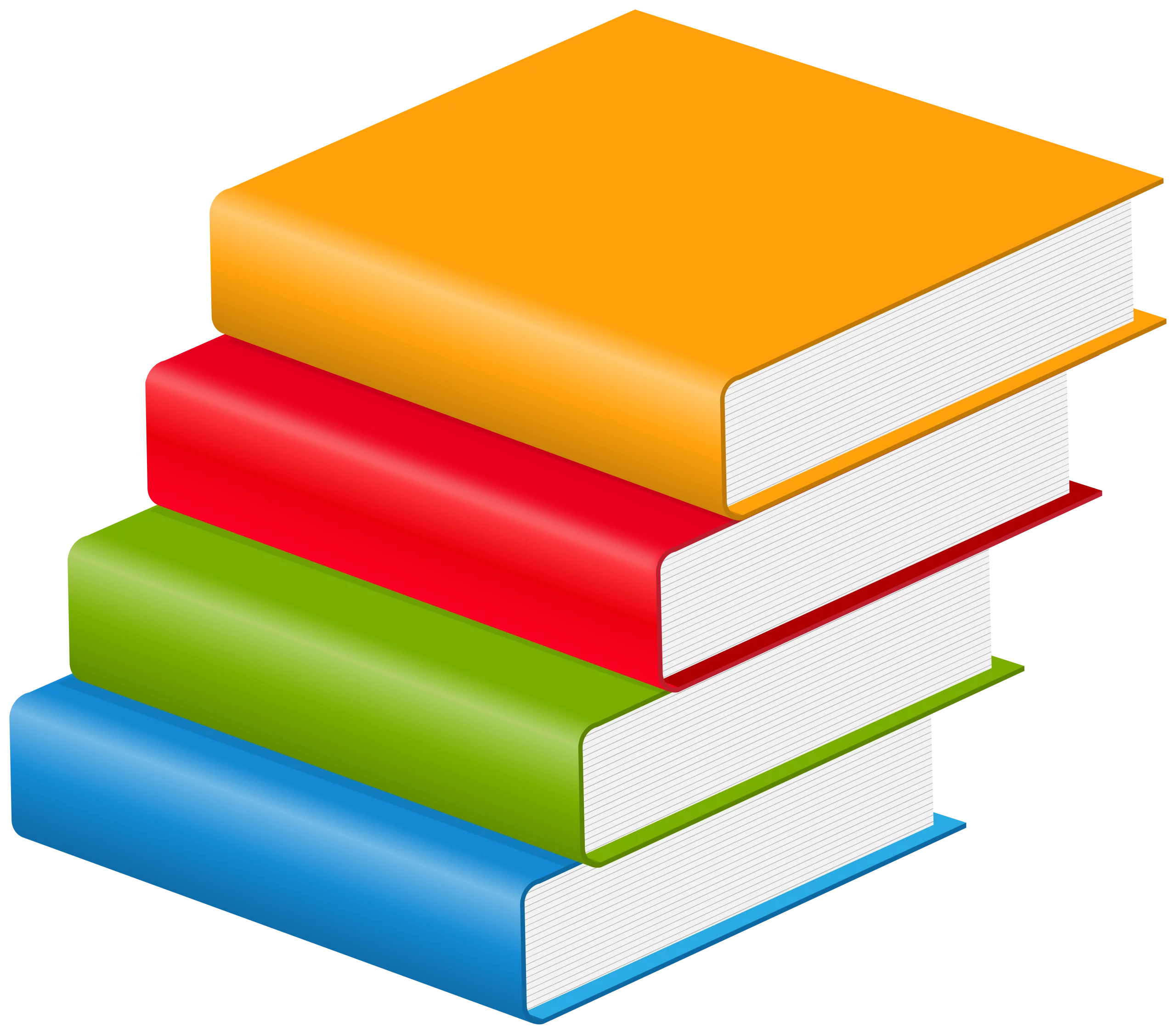 Colorful Stack of Books Clipart with Blue, Green, Red and Orange Volumes