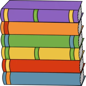 Colorful Stack of Books Illustration: Vibrant Educational Library Clipart