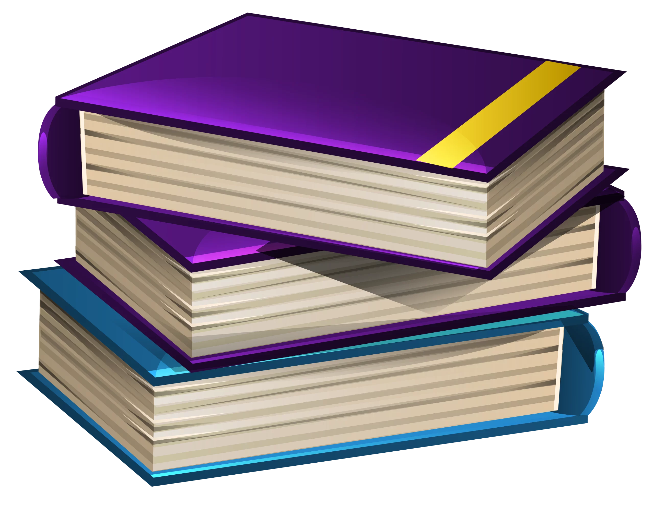 Colorful Stack of Educational Books Clipart - Purple and Blue Academic Collection