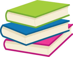 Colorful Stack of Three Books in Green, Blue, and Pink - Educational Clipart