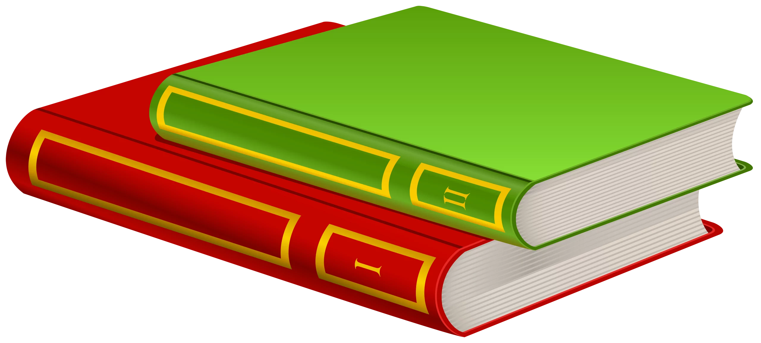 Colorful Stacked Red and Green Books with Gold Trim - Educational Clipart