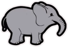 Cute Gray Cartoon Elephant with Curved Trunk - Simple Children's Clipart Design