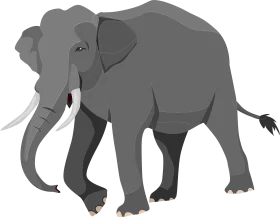 Gray Elephant Cartoon Illustration: Majestic African Wildlife in Simple Design