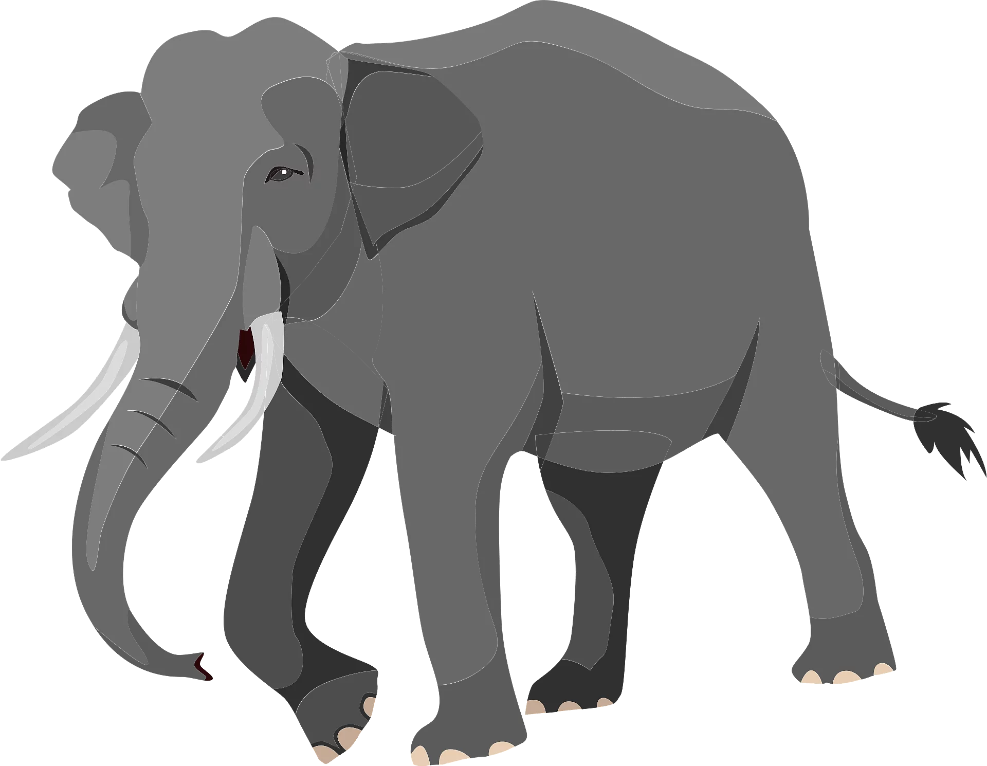 Gray Elephant Cartoon Illustration: Majestic African Wildlife in Simple Design