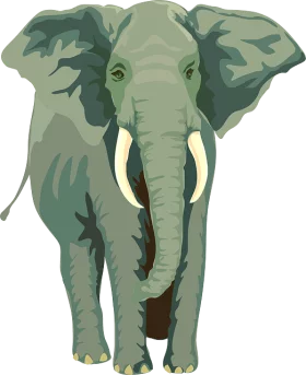 Majestic African Elephant Clipart Illustration with Prominent Tusks and Large Ears