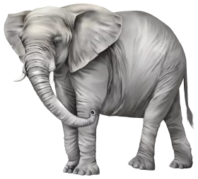 Majestic African Elephant Grayscale Illustration with Detailed Wrinkled Skin Texture