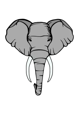 Majestic Gray Elephant with Large Ears and Tusks - Simple Monochrome Clipart