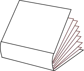 Minimalist Line Drawing of Paper Stack with Fanned Pages Clipart Illustration