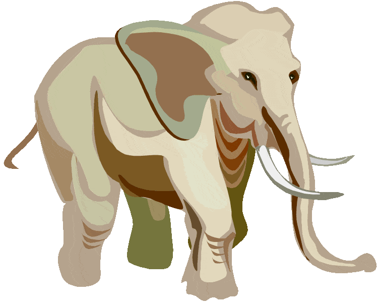 Stylized Elephant Illustration with Cream and Brown Tones in Minimalist Design