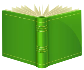 Vibrant Green Open Book with Gold Trim Binding and Fanned Pages Clipart