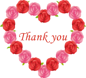 Beautiful Heart-Shaped Floral Arrangement with Red and Pink Roses Thank You Clipart