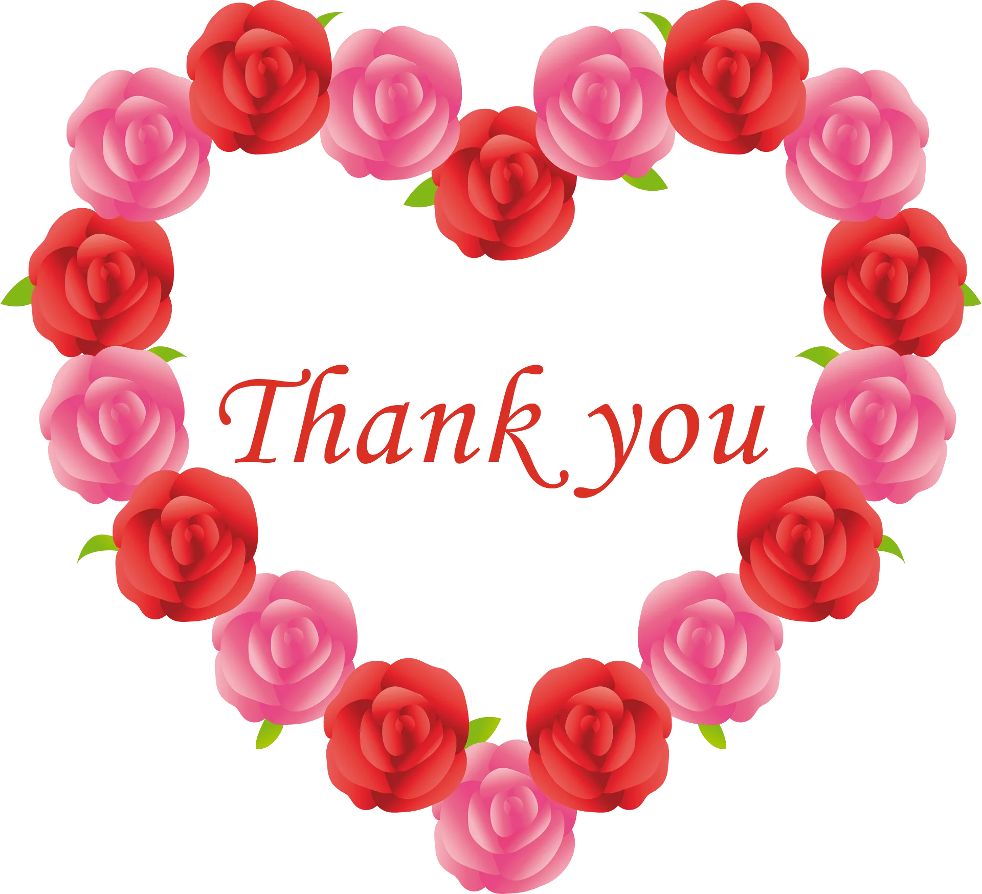 Beautiful Heart-Shaped Floral Arrangement with Red and Pink Roses Thank You Clipart