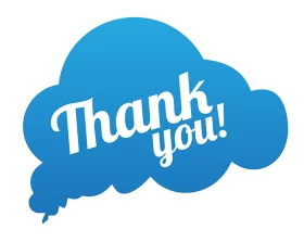 Blue Cloud Speech Bubble Thank You Graphic Expression for Gratitude Messages