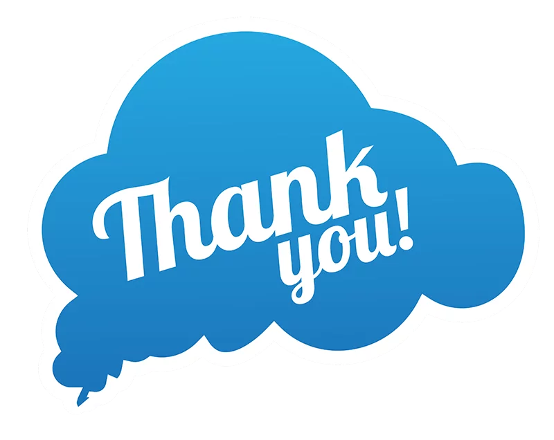 Blue Cloud Speech Bubble Thank You Graphic Expression for Gratitude Messages