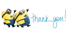 Cheerful Minion Characters Express Gratitude with Blue Thank You Message