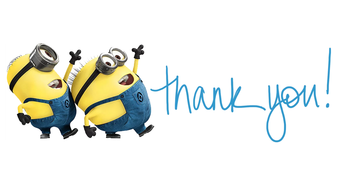 Cheerful Minion Characters Express Gratitude with Blue Thank You Message