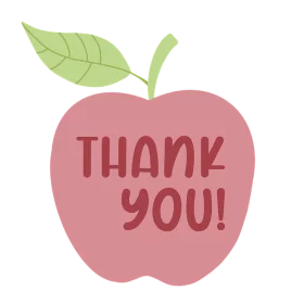 Cheerful Thank You Pink Apple Clipart with Green Leaf Teacher Appreciation Design