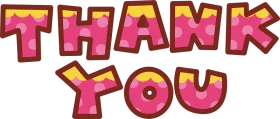 Colorful Cartoon Style Thank You Message with Pink and Yellow Bubbly Letters