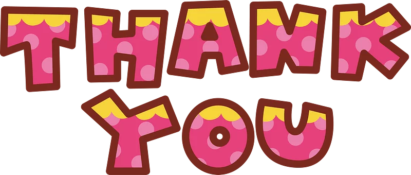 Colorful Cartoon Style Thank You Message with Pink and Yellow Bubbly Letters