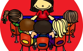 Colorful Classroom Circle Time with Diverse Children Learning Together Clipart