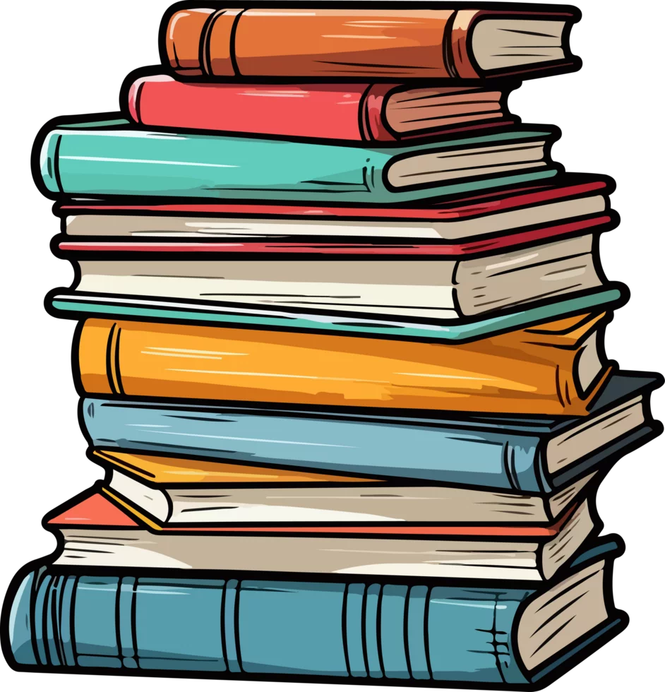 Colorful Stack of Books Illustration - Educational Library Clipart Collection