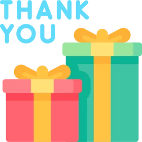 Colorful Thank You Message with Festive Gift Boxes Celebration Clipart