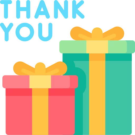 Colorful Thank You Message with Festive Gift Boxes Celebration Clipart