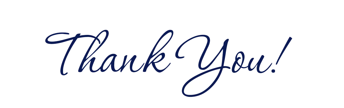 Elegant Handwritten Thank You Message in Flowing Blue Calligraphic Script