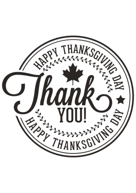 Elegant Thanksgiving Thank You Stamp Design with Maple Leaf Circular Clipart