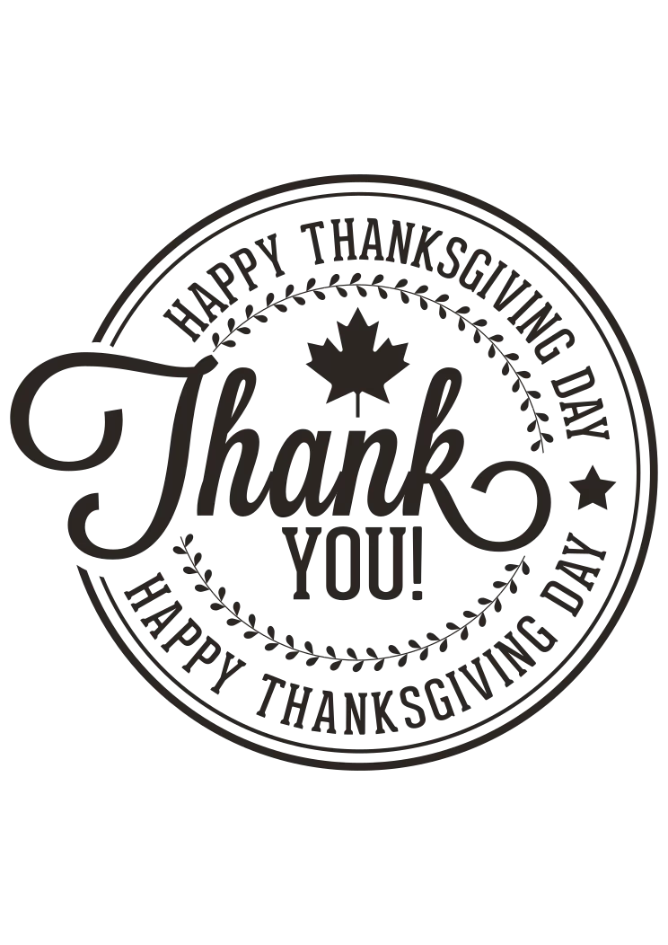 Elegant Thanksgiving Thank You Stamp Design with Maple Leaf Circular Clipart