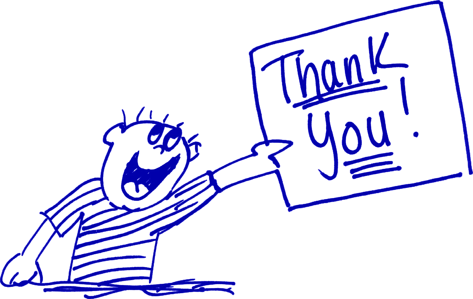 Enthusiastic Cartoon Character Expressing Gratitude with Thank You Sign Clipart