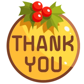 Festive Thank You Badge with Holly Berries Decoration in Golden Circle Clipart