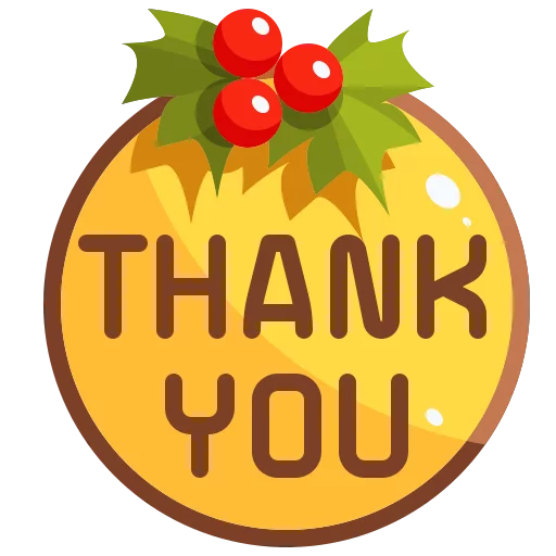 Festive Thank You Badge with Holly Berries Decoration in Golden Circle Clipart