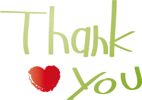 Handwritten Thank You Message with Red Heart - Green Casual Thank You Clipart