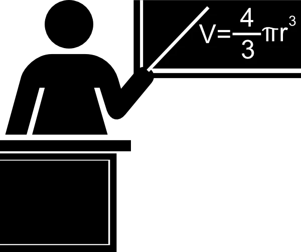 Mathematics Teacher Explaining Sphere Volume Formula in Classroom Clipart