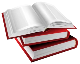 Open Red Hardcover Book on Closed Volume - Educational Clipart Illustration