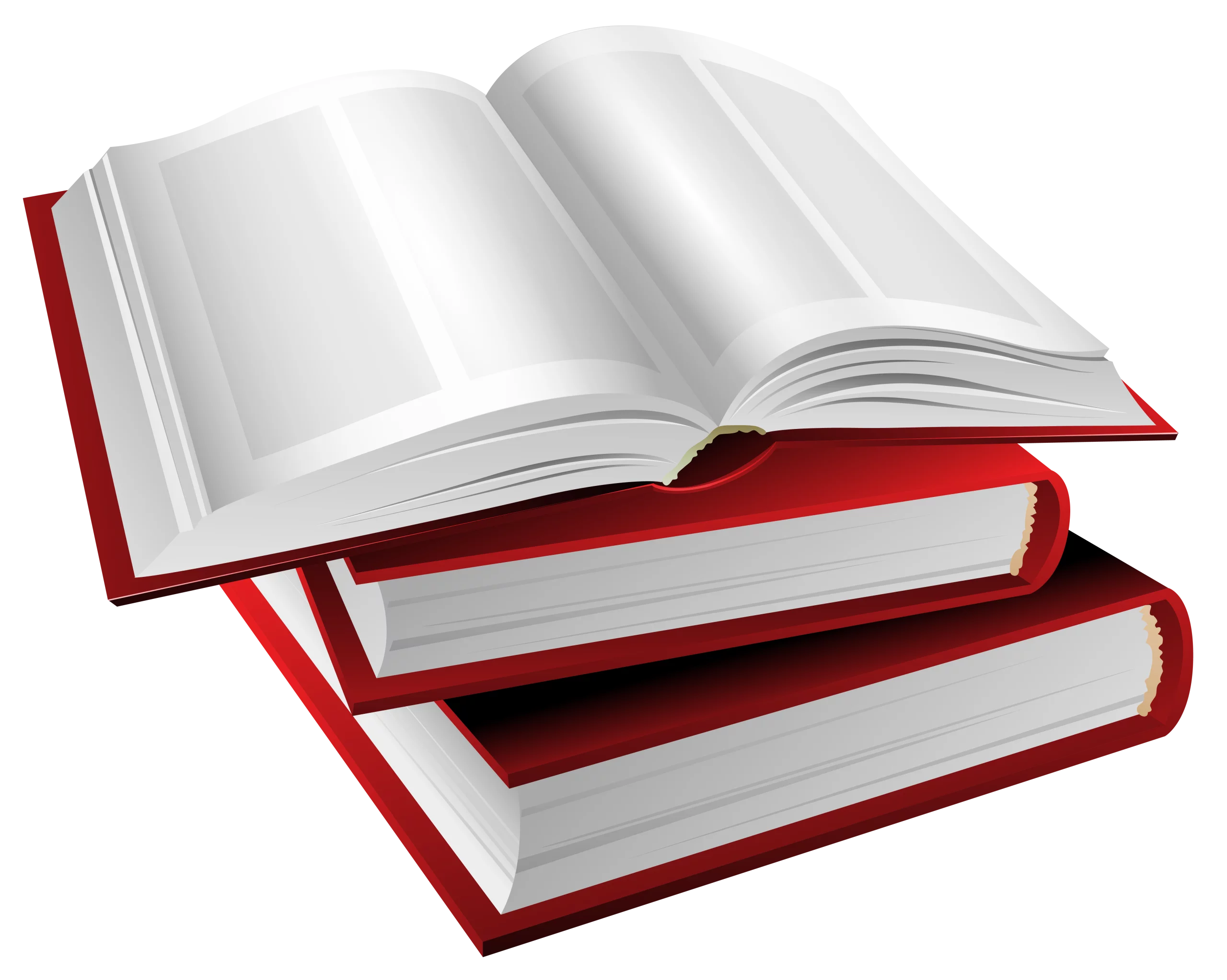 Open Red Hardcover Book on Closed Volume - Educational Clipart Illustration