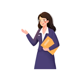 Professional Business Woman in Purple Suit Holding Documents Illustration