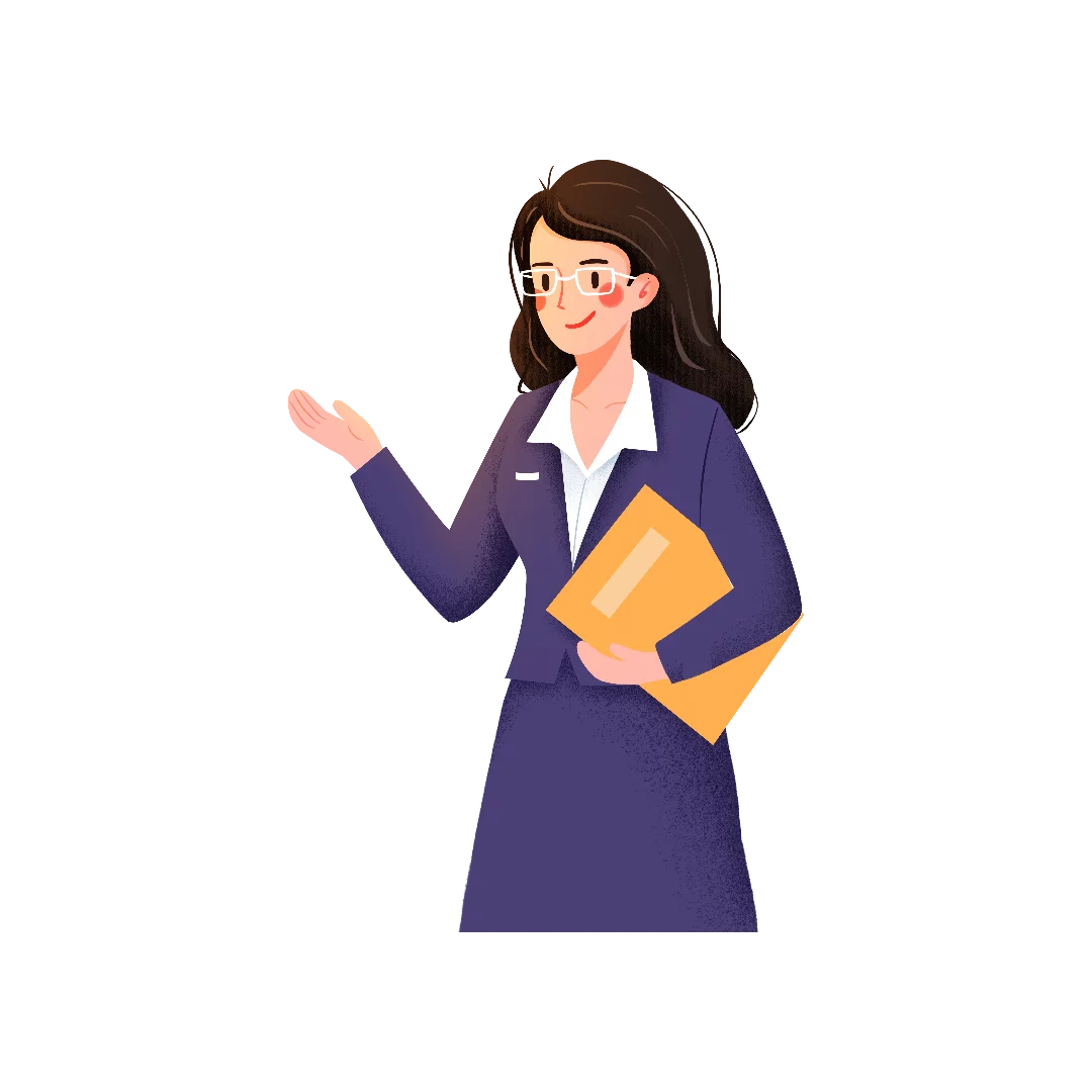 Professional Business Woman in Purple Suit Holding Documents Illustration