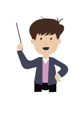 Professional Cartoon Character Pointing with Pointer Stick in Presentation