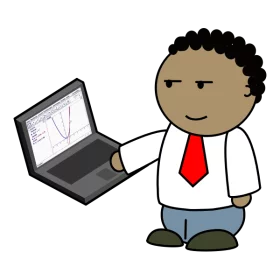 Professional Cartoon Character Presenting Data Analysis on Laptop Clipart