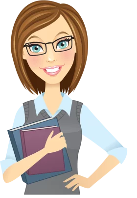 Professional Female Cartoon Character Holding Books in Business Attire