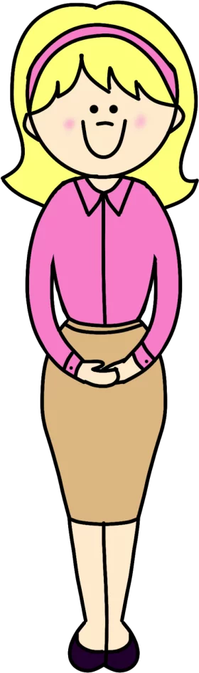 Professional Female Character in Pink Shirt and Brown Skirt Cartoon Clipart