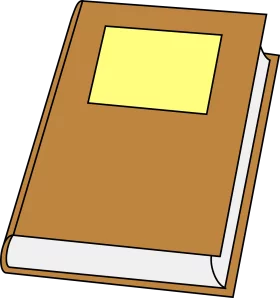 Simple Brown Hardcover Book with Yellow Label - Educational Clipart Illustration