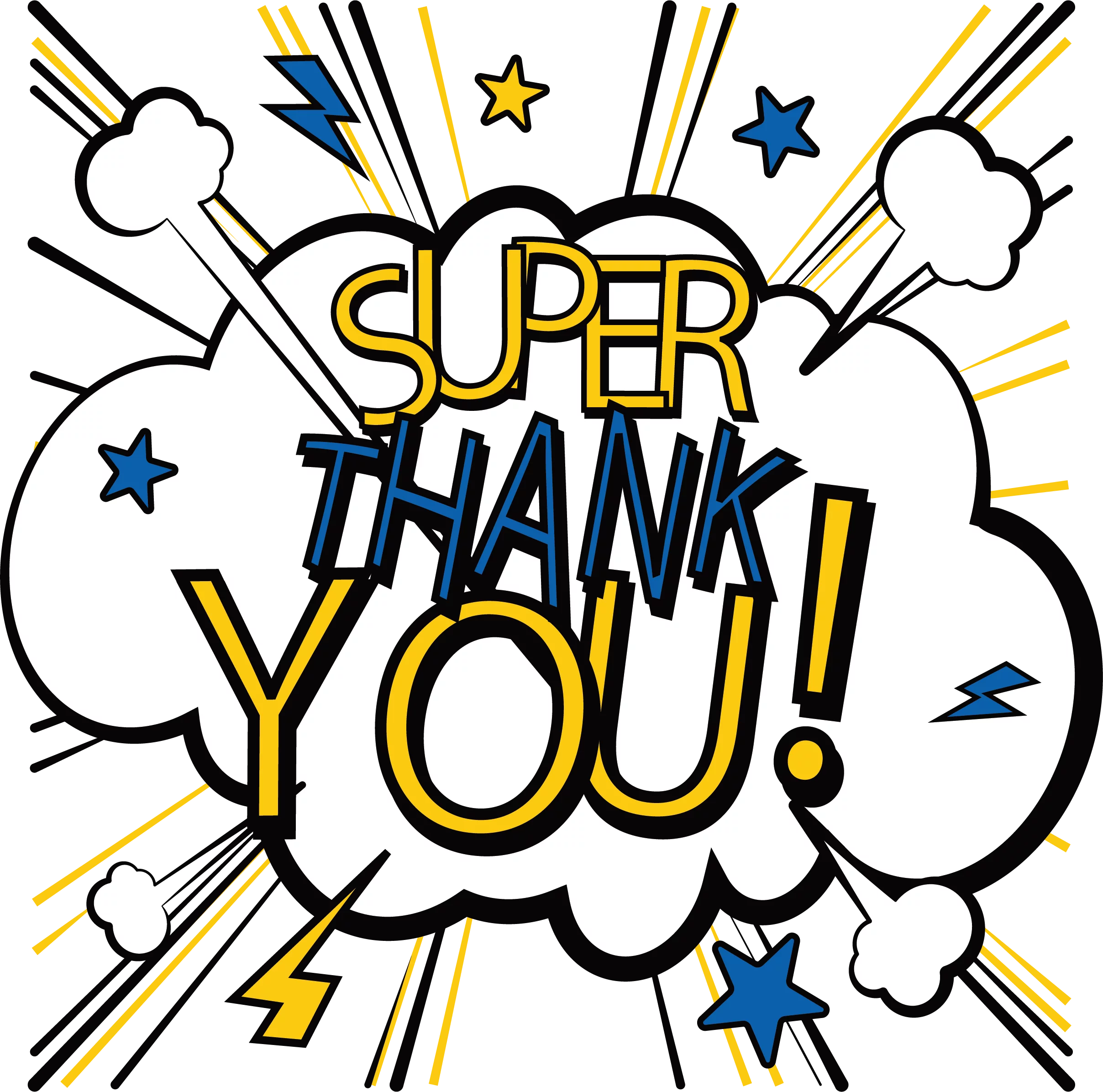 Super Thank You Comic Style Explosion Speech Bubble Appreciation Clipart