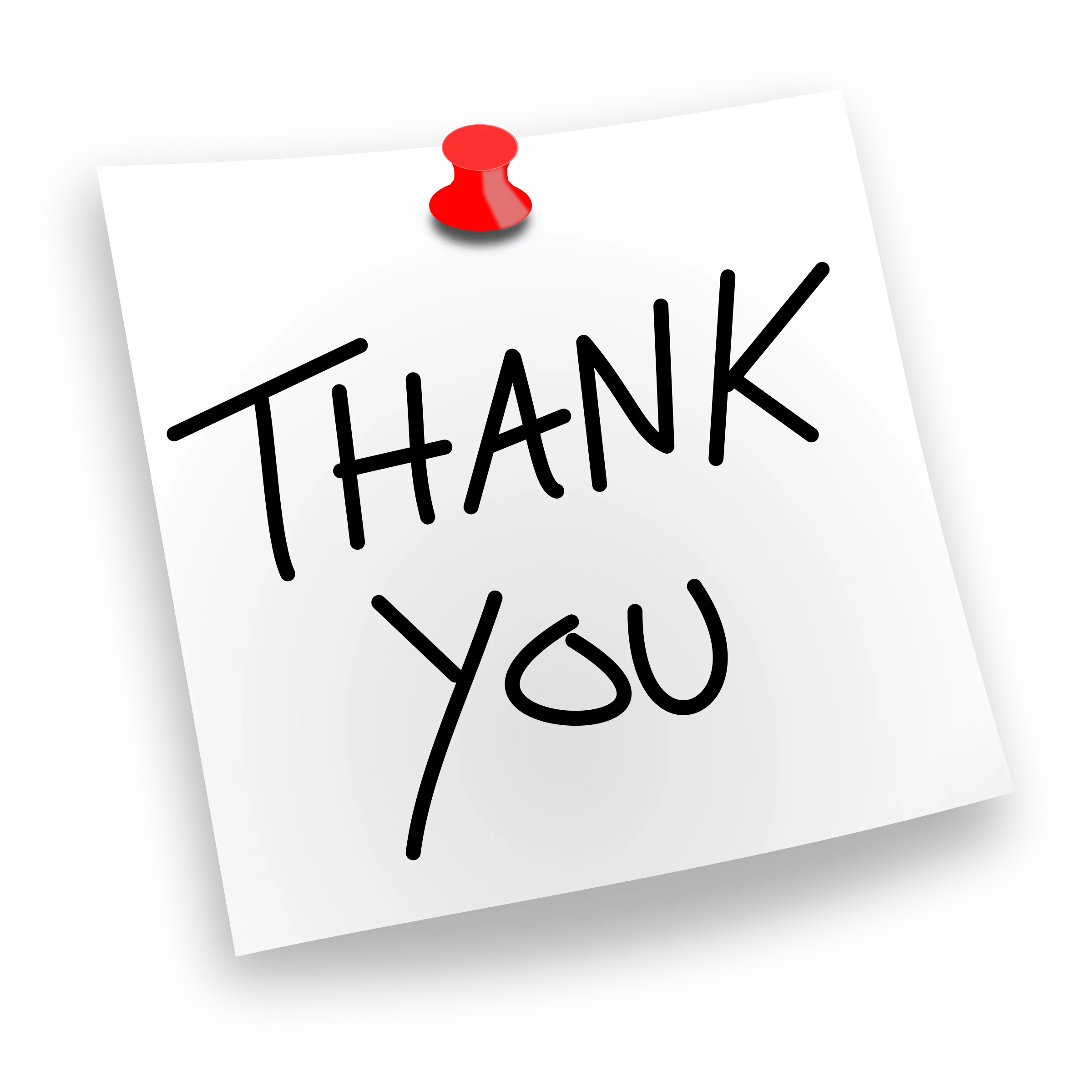 Thank You Note with Red Pushpin - Gratitude Message Reminder Clipart