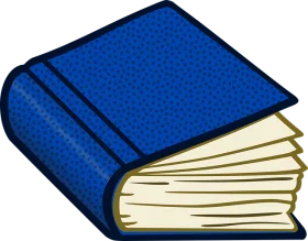 Vibrant Blue Hardcover Book with Slightly Worn Pages Illustration Clipart