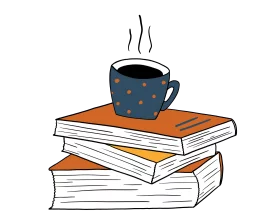 Warm Cup of Coffee on Stack of Books: Cozy Reading Time Clipart Illustration