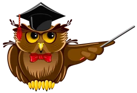 Wise Professor Owl with Graduation Cap and Pointer Teaching Knowledge