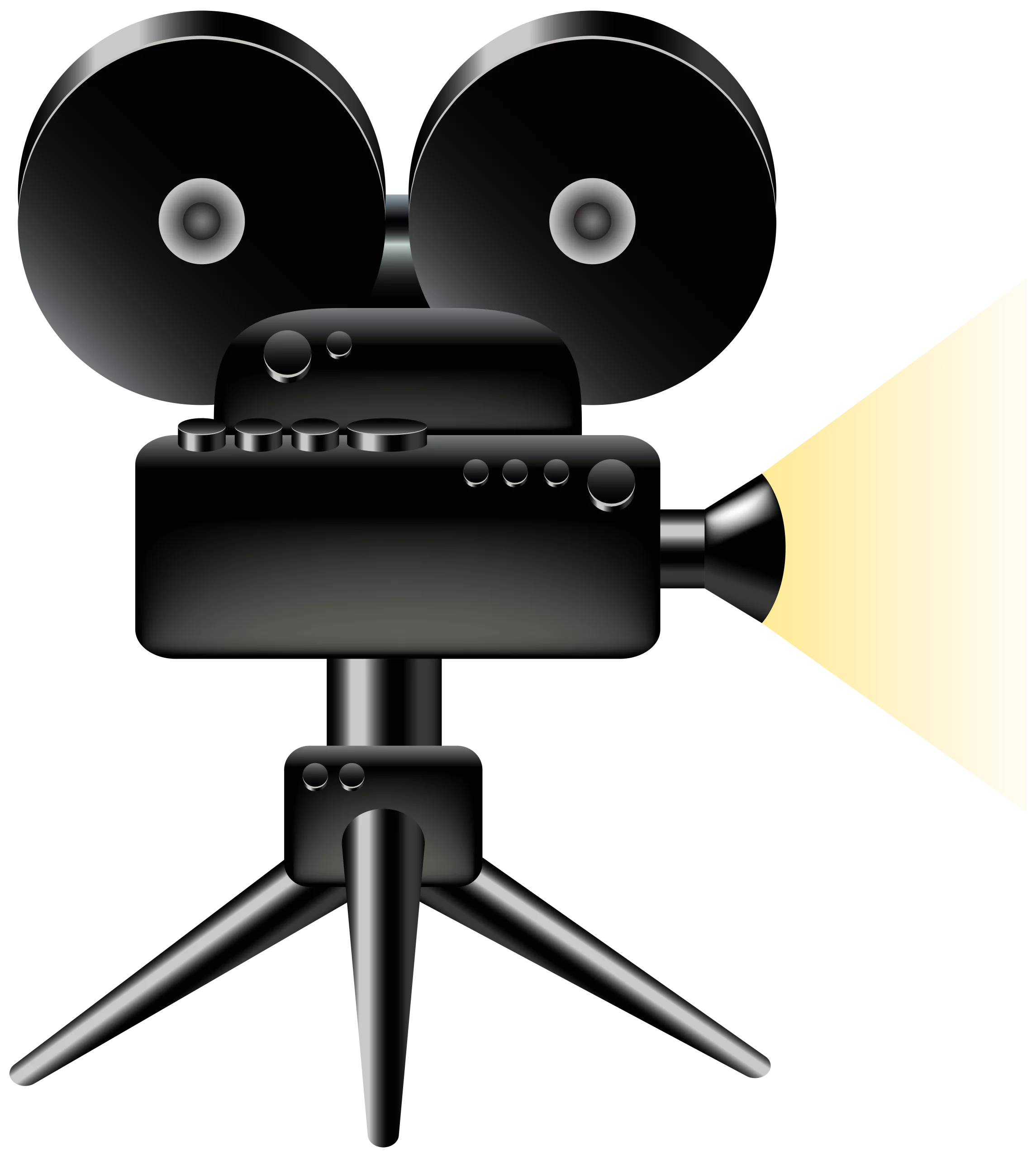 Classic Film Movie Camera Projector on Tripod with Light Beam Clipart